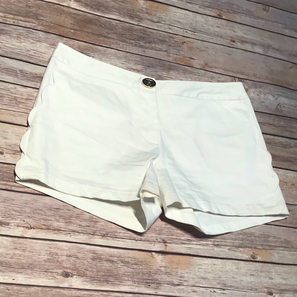Julie Brown NYC White Scalloped Shorts